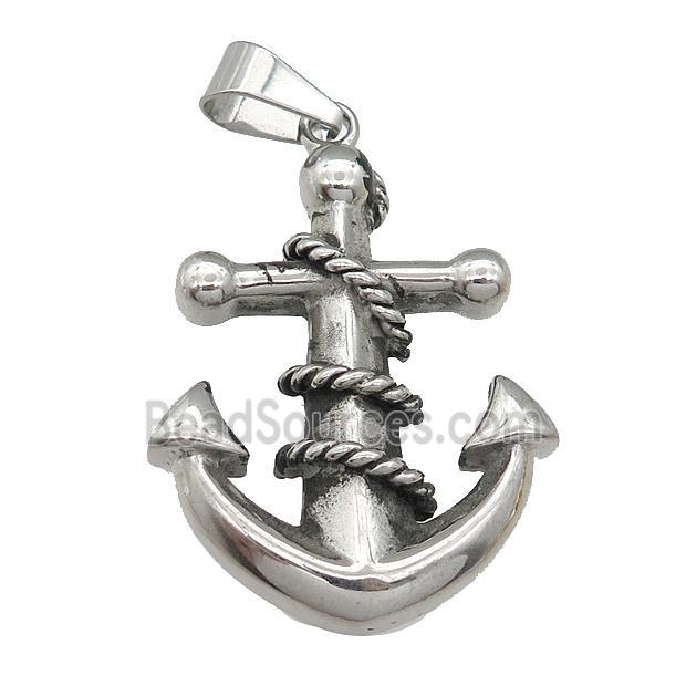 Stainless Steel anchor charm pendant antique silver