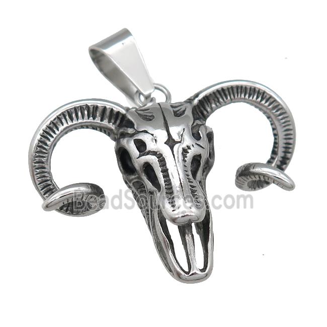 Stainless Steel Ram charm pendant antique silver