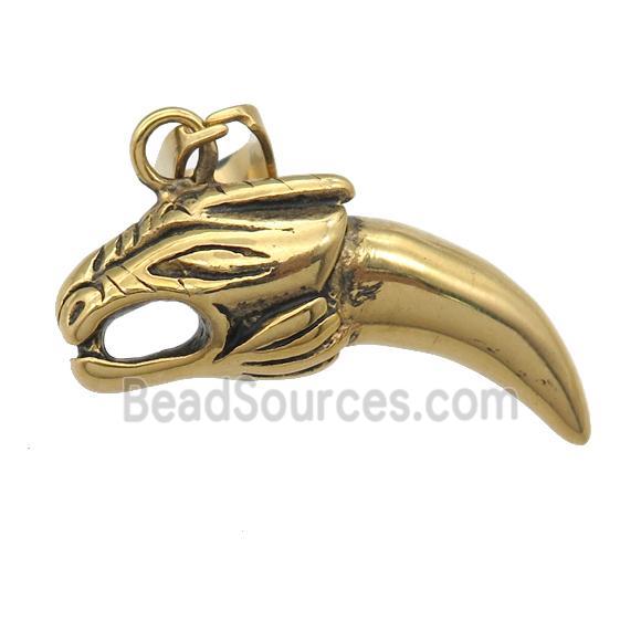 Stainless Steel dragon pendant antique gold