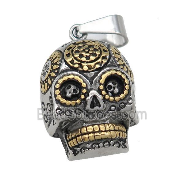 Stainless Steel skull charm pendant antique gold