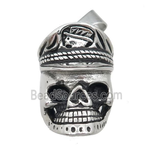 Stainless Steel pirate skull charm pendant antique silver