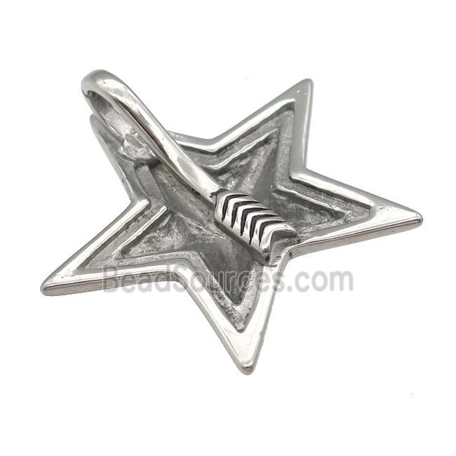 Stainless Steel Star pendant antique silver