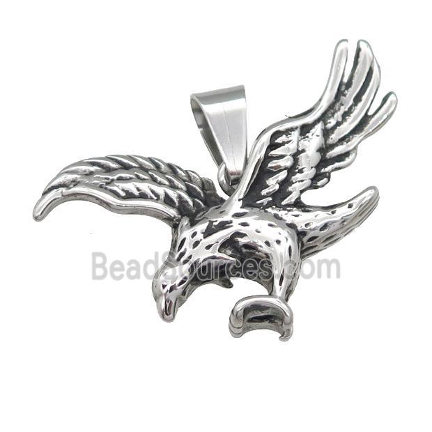 Stainless Steel eagle charm pendant antique silver