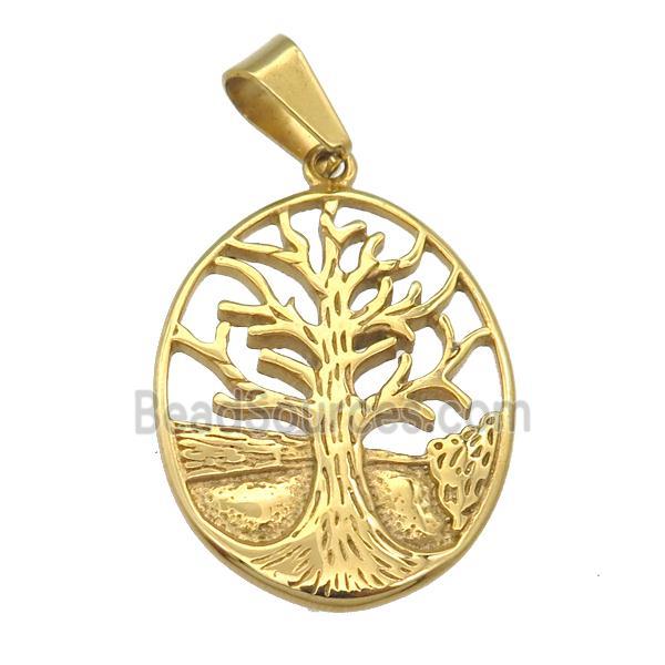 Stainless Steel Tree Of Life pendant gold plated