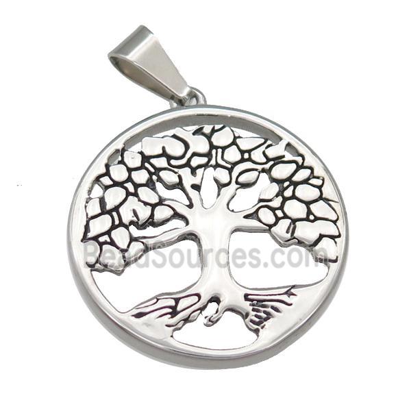 Stainless Steel Tree Of Life pendant antique silver