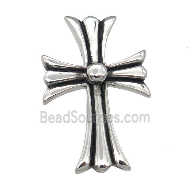 Stainless Steel cross pendant antique silver