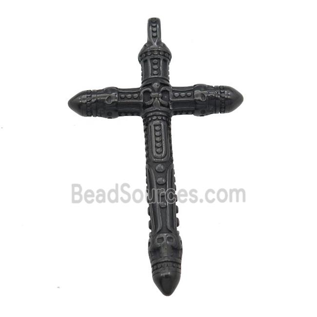 Stainless Steel cross pendant black plated