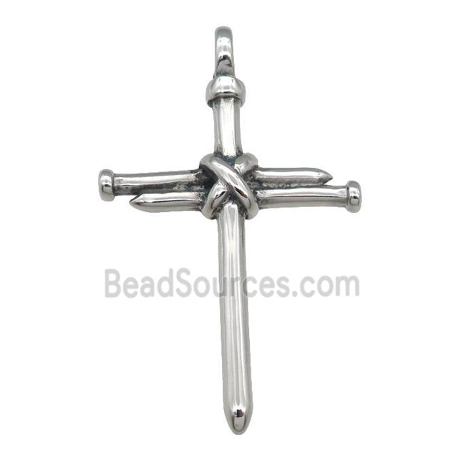 Stainless Steel cross charm pendant antique silver