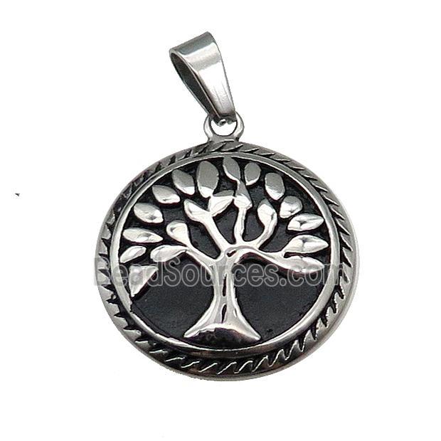 Stainless Steel Pendant Tree Of Life Antique Silver