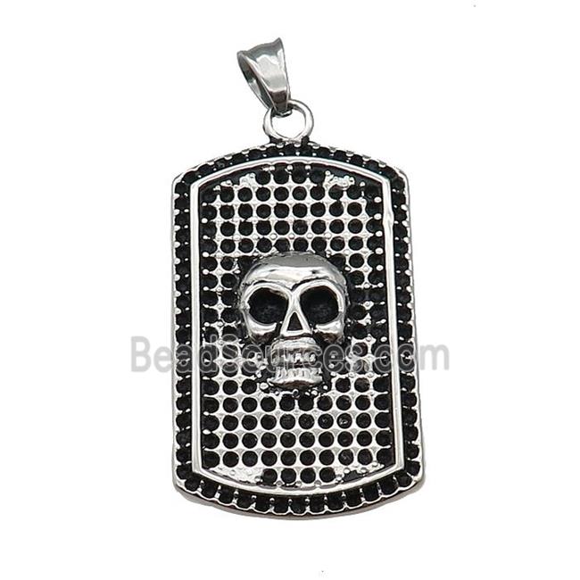 Stainless Steel Skull Charm Pendant Antique Silver