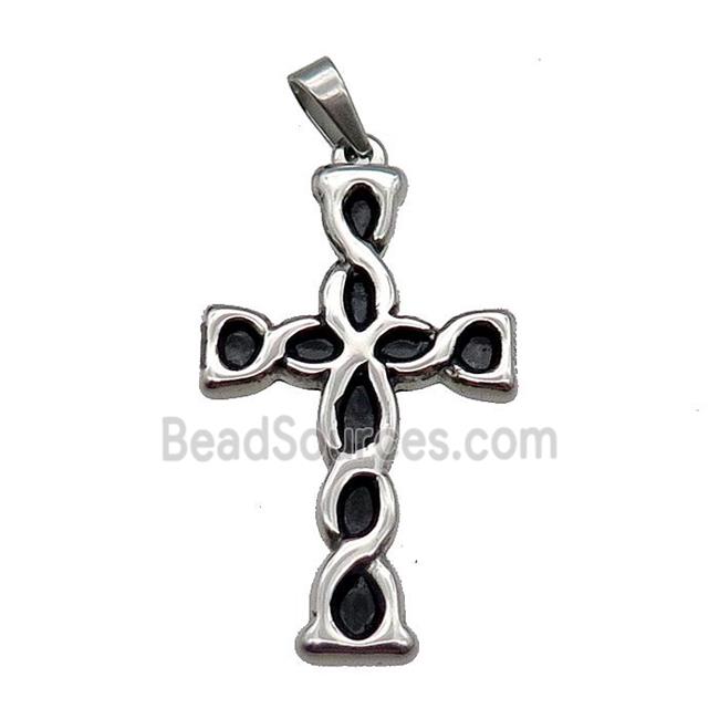 Stainless Steel Cross Pendant Antique Silver