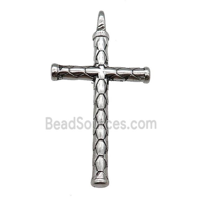 Stainless Steel Cross Charm Pendant Antique Silver