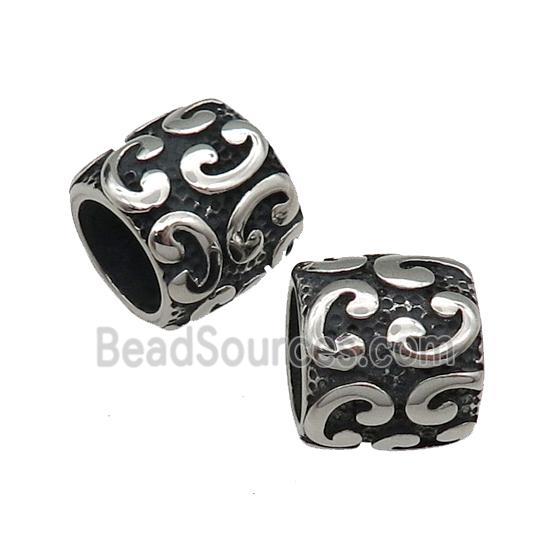 Stainless Steel Tube Beads Large Hole Antique Silver