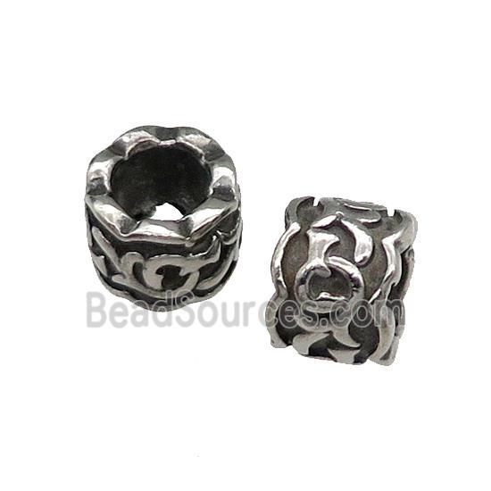 Stainless Steel Tube Beads Antique Silver