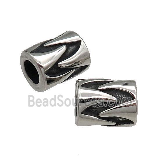 Stainless Steel Tube Beads Large Hole Antique Silver