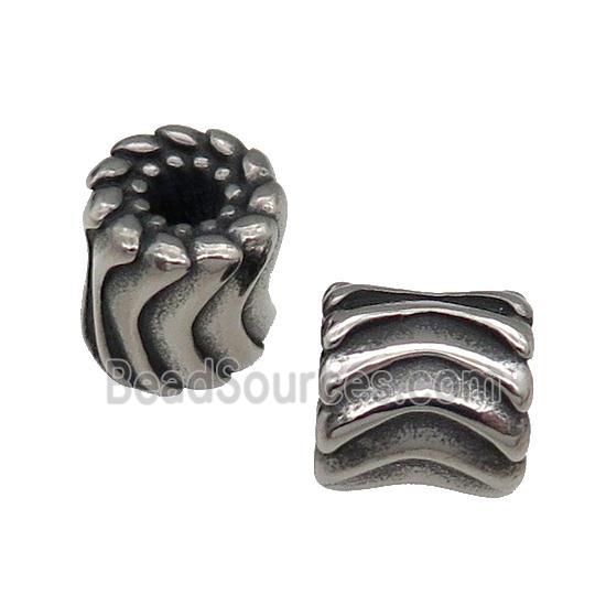 Stainless Steel Tube Beads Antique Silver