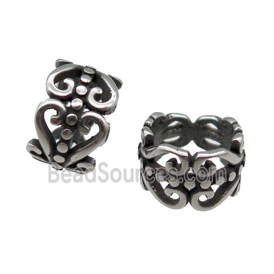 Stainless Steel Tube Beads Antique Silver