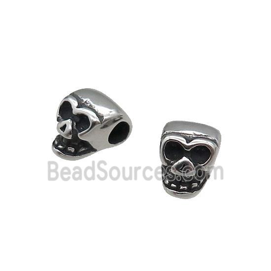 Stainless Steel Skull Charm Beads Antique Silver