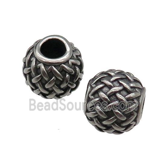 Round Stainless Steel Beads Antique Silver