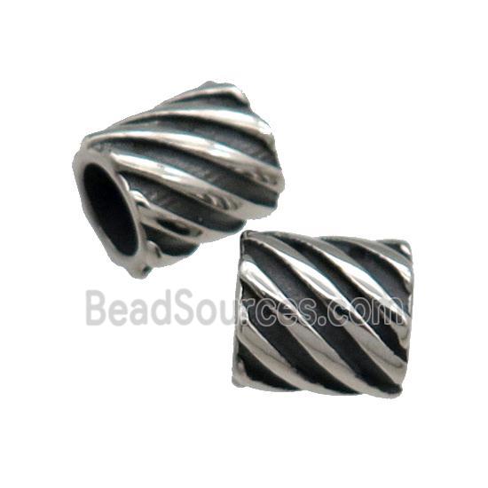 Stainless Steel Tube Beads Antique Silver