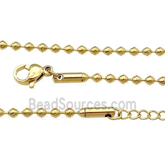 Stainless Steel Necklace Ball Chain Gold Plated