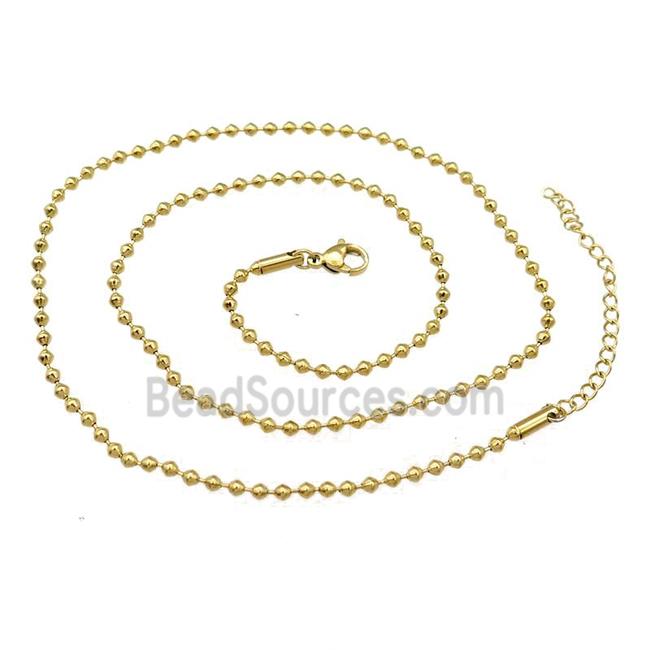 Stainless Steel Necklace Ball Chain Gold Plated