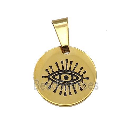 Stainless Circle Eye Pendant Enamel Gold Plated