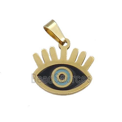 Stainless Steel Evil Eye Pendant Enamel Gold Plated