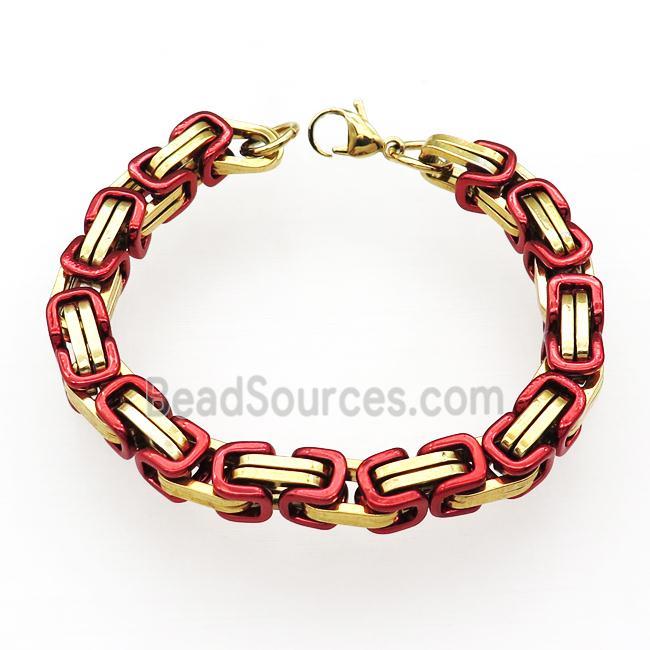 Stainless Steel Bracelet Gold Plated Red