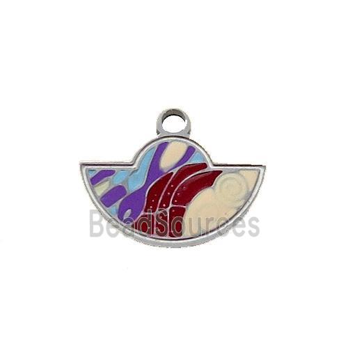 Raw Stainless Steel Pendant Multicolor Enamel