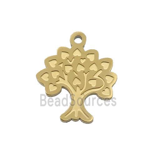 Stainless Steel Tree Pendant Gold Plated