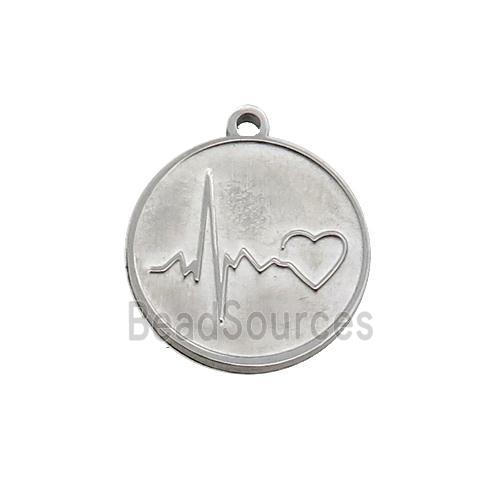 Raw Stainless Steel Circle Heart Pendant