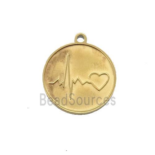 Stainless Steel Circle Heart Pendant Gold Plated