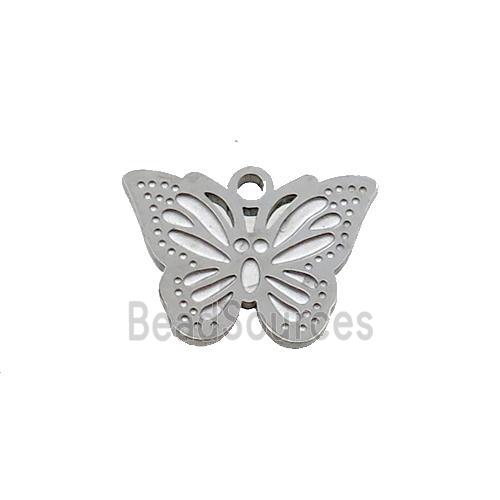 Raw Stainless Steel Butterfly Pendant