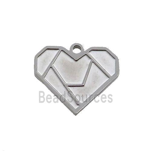 Raw Stainless Steel Heart Charm Pendant