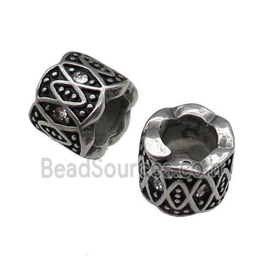 Stainless Steel Tube European Beads Large Hole Antique Silver