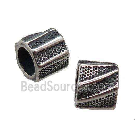 Stainless Steel Tube Beads Large Hole Antique Silver