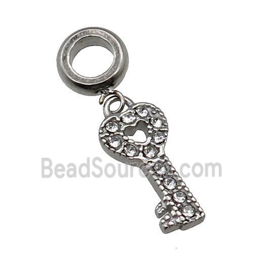 Raw Stainless Steel Key Charm Pendant