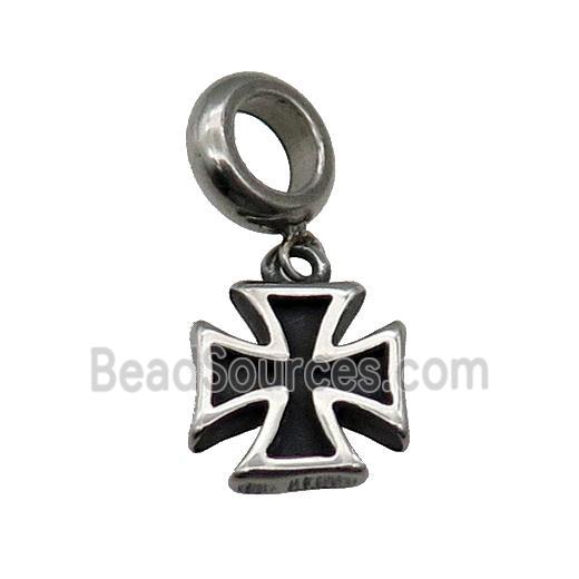 Stainless Steel Cross Charm Pendant Antique Silver