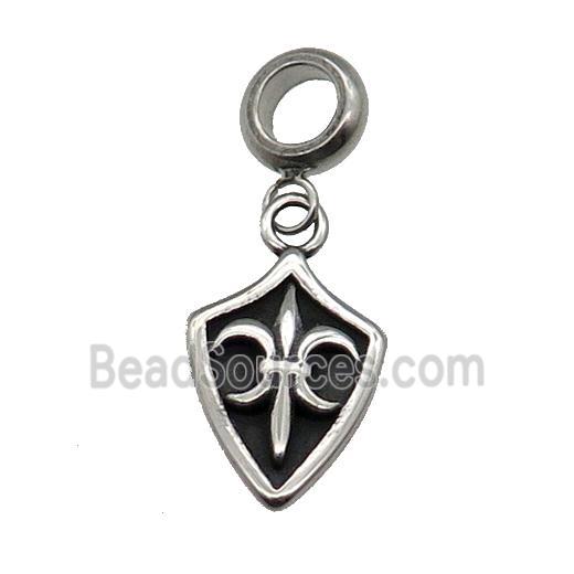 Stainless Steel Shield Pendant Antique Silver