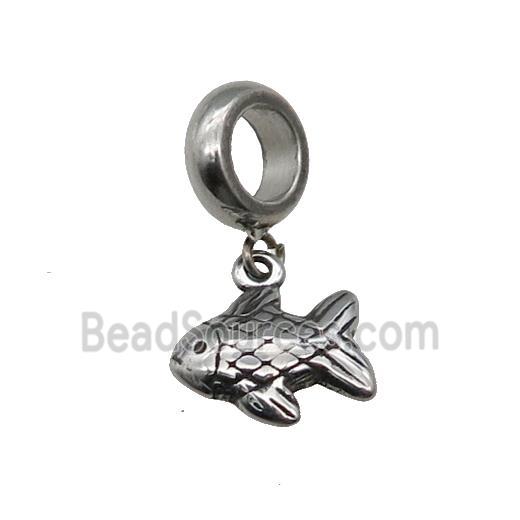 Stainless Steel Fish Pendant Antique Silver