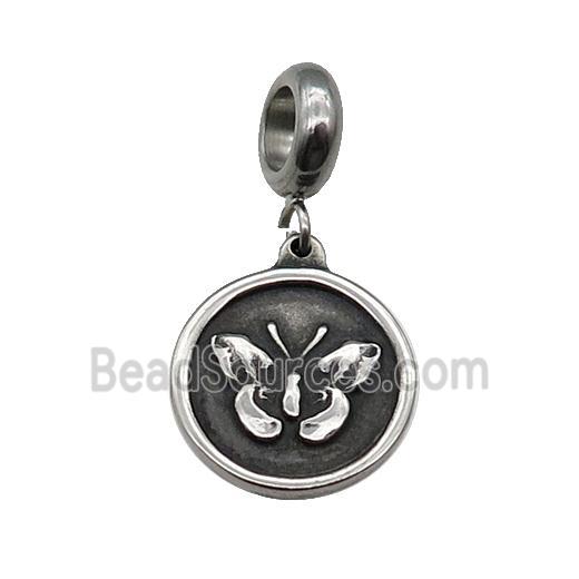 Stainless Steel Butterfly Pendant Antique Silver