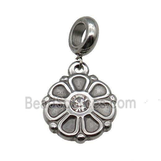 Stainless Steel Flower Pendant Antique Silver