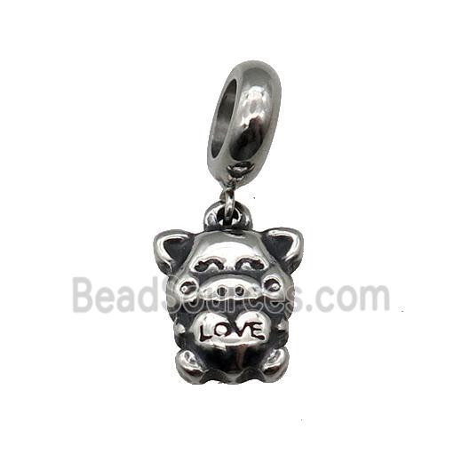 Stainless Steel Pig LOVE Pendant Antique Silver