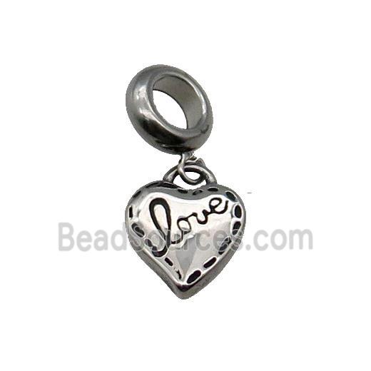 Stainless Steel Heart Pendant Love Antique Silver