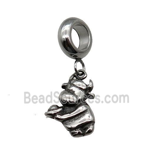 Stainless Steel Ox Pendant Antique Silver