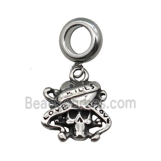 Stainless Steel Skull Pendant Antique Silver