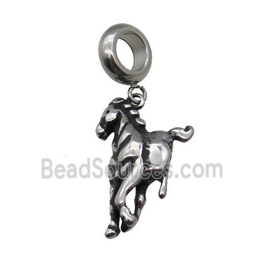 Stainless Steel Horse Pendant Antique Silver