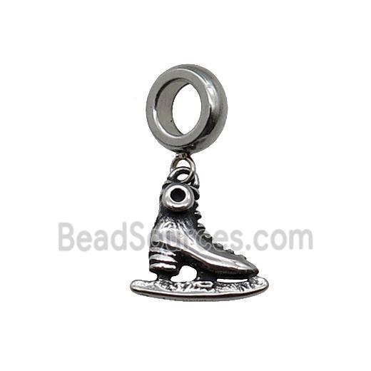 Stainless Steel IceSkates Pendant Antique Silver