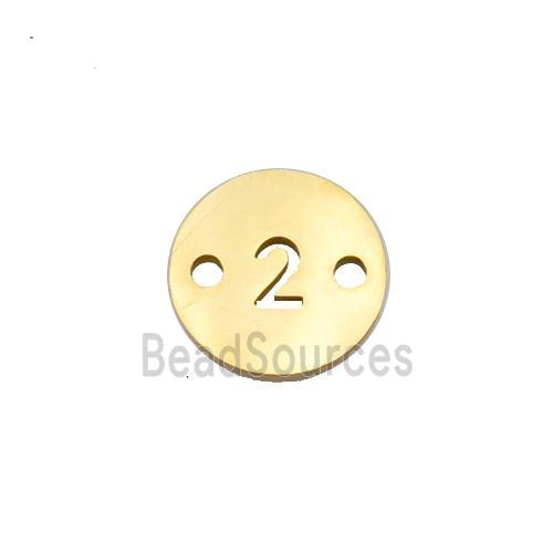 Stainless Steel Circle Number2 Connector Gold Plated